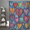 Cartoon Love Decorative Pattern Shower Curtain, Bathroom Decorative Shower Curtain, Waterproof Shower Curtain with Hooks