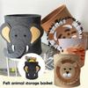 Plstěný úložný kbelík na hračky se zvířátky Kreslené zvířátko Velký přenosný organizér na špinavé prádlo a boty Drobnosti Skládací úložný box Kontejn