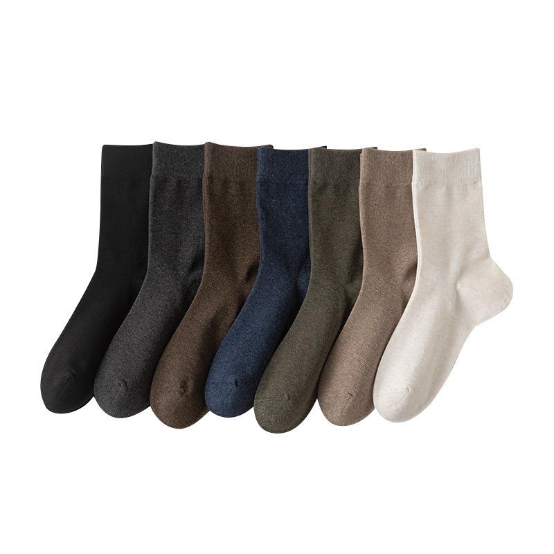 Socks Men's Cotton Anti Crack Socks Boneless Sewn Solid Colour Antibacterial Breathable Odour Resistant Anti Pilling Loose Men's Socks