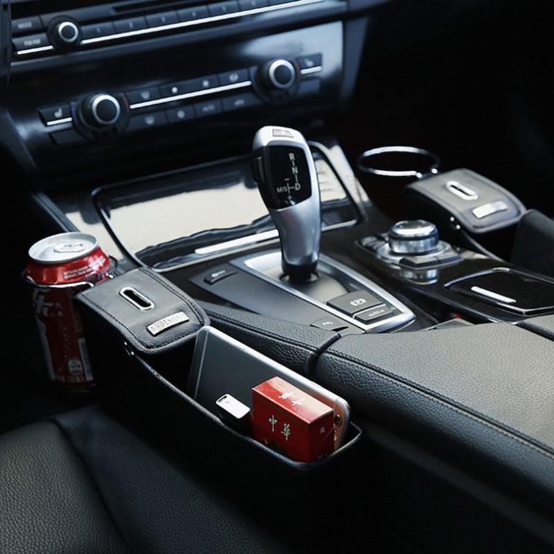 Durable Pu Leather Car Seat Storage Box Stylish Coin Collector For Everyday Use