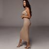 Women's Summer New Sexy Solid Color Spaghetti Strap Midi Dress Backless Slim Fit Ribbed Knit Bodycon Dress for Party Club Daily Wear