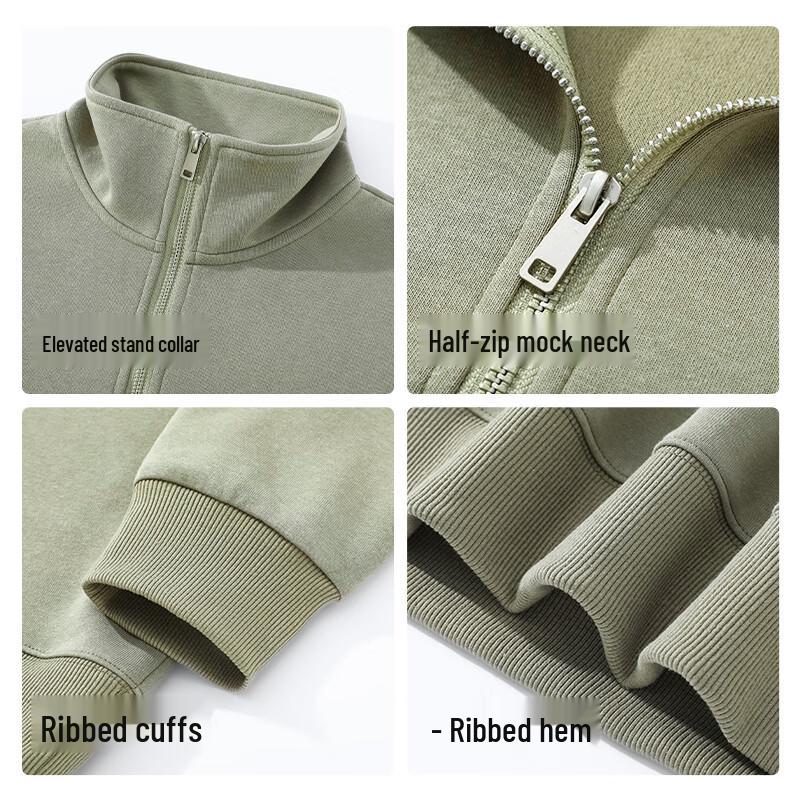 JEANSWEST LIFE Men's Loose Fit Stand-Up Collar Zipper Sweatshirt