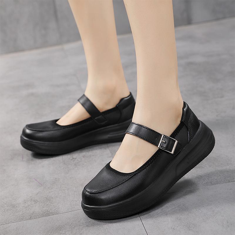 Fashion Women's Mary Jane Shoes 2024 Autumn Shallow Thick Sole Casual Shoes for Women Sneakers Outdoor Buckle Big Size 42 Women's Shoes