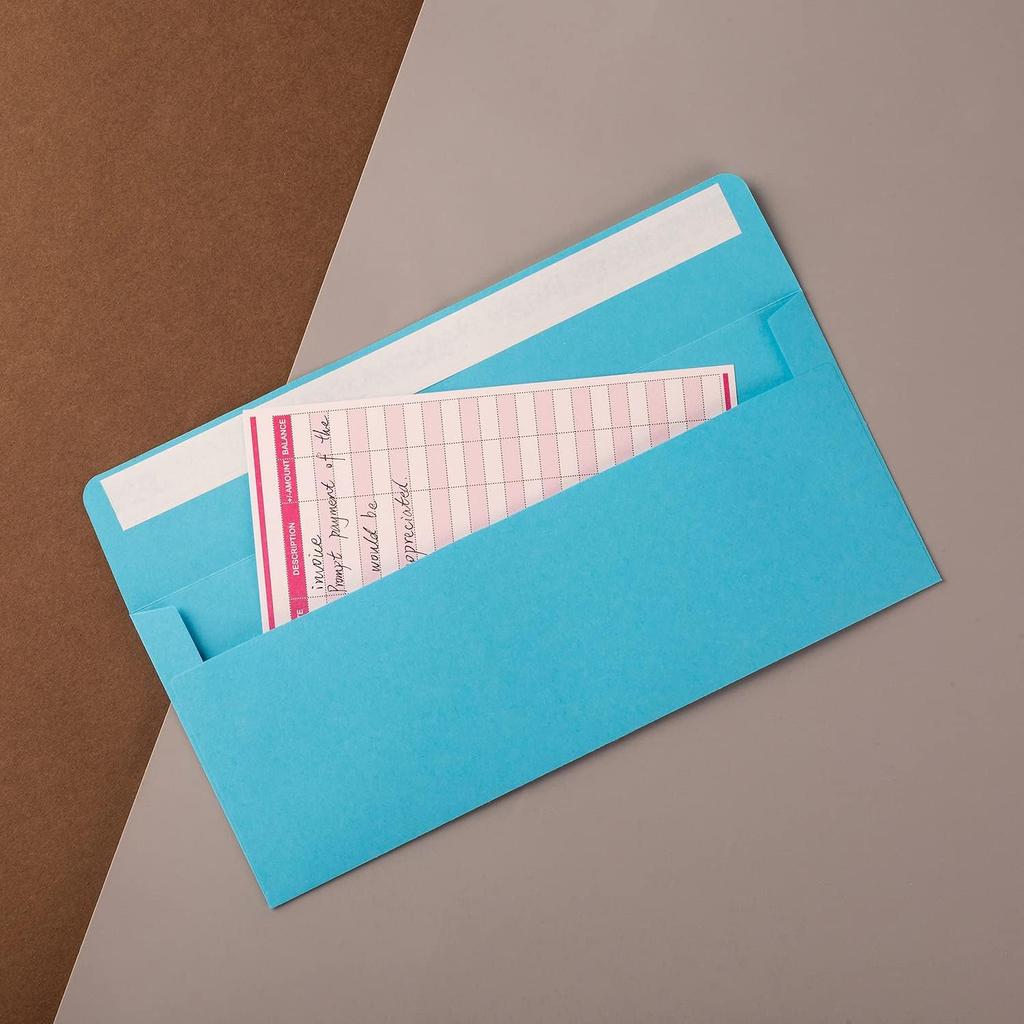 50 Pack Colorful #10 Business Envelopes Self Seal Standard Envelopes for Office Checks, Business, Letter Mailing Invoices, 4.13 x 9.49 Inches