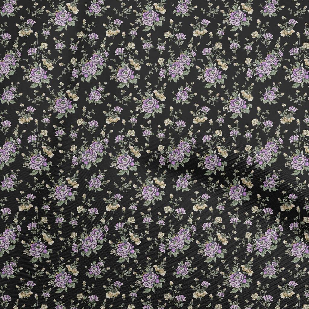 oneOone Blauer Baumwoll-Flex-Stoff mit floralem Quilt-Zubehör, bedruckter Nähstoff, Meterware, 40 Zoll