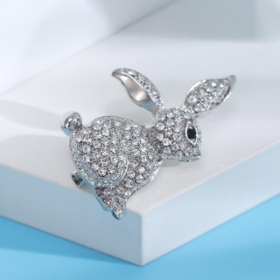 Kreative Hase Form Brosche Glänzende Strass Intarsien Tier Pin Kleid Mantel Schal Revers Abzeichen Outfit Zubehör Schmuck Geschenk