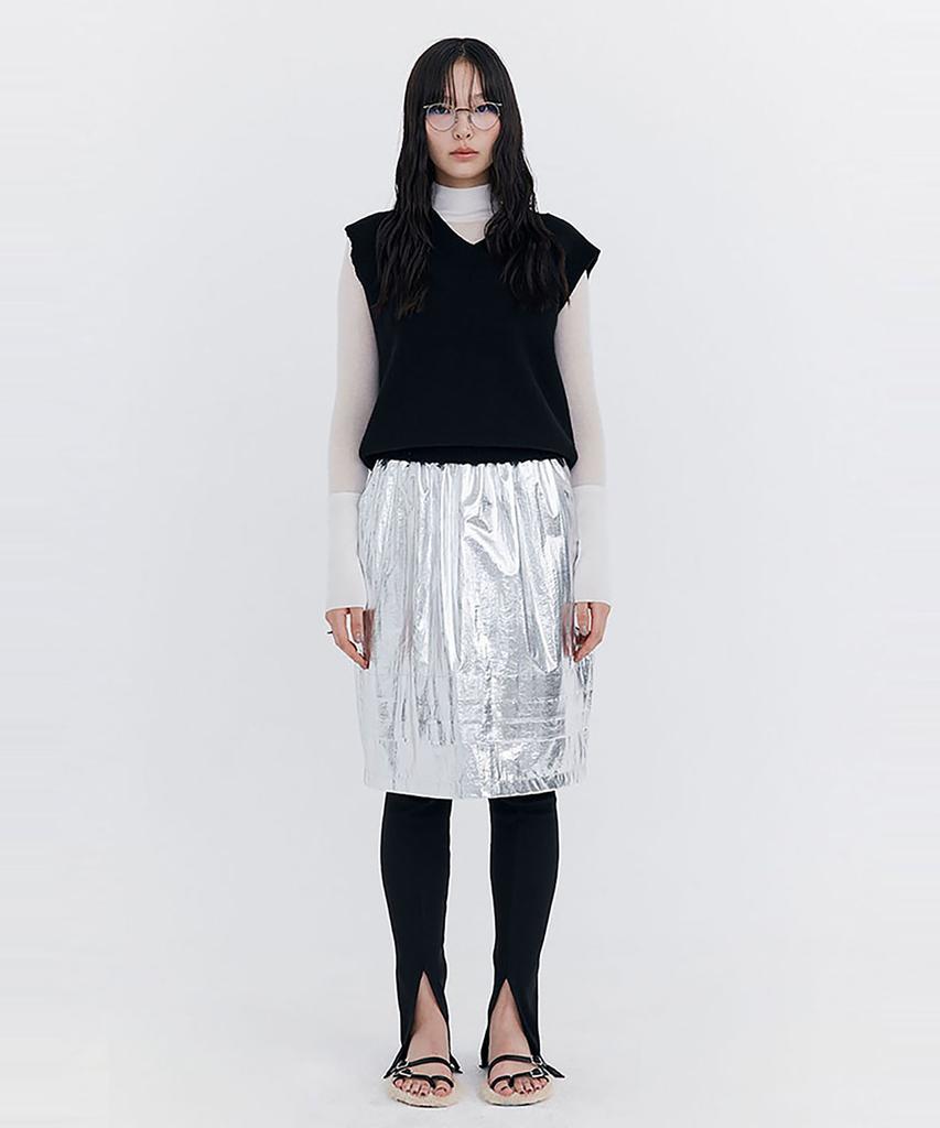 Bundercammer Raw-Cut Tuck Skirt_Silver