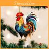 Bright Cartoon Acrylic Rooster Christmas Decoration For Unique Car Hanging Accessory