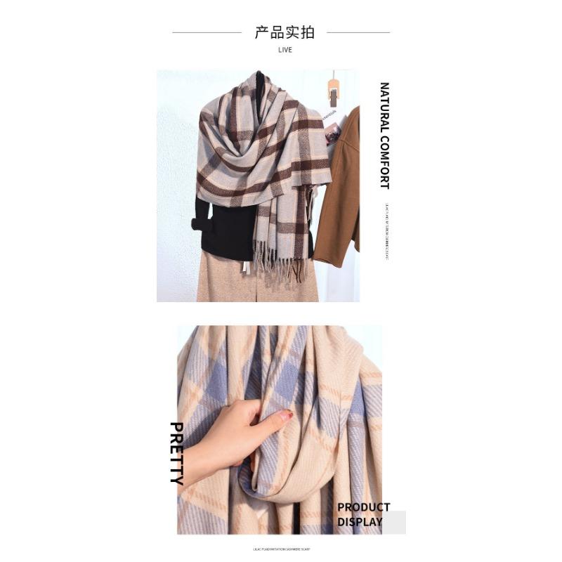 Korean Style Striped Plaid Scarf Women Soft Warm Thick Winter Shawl