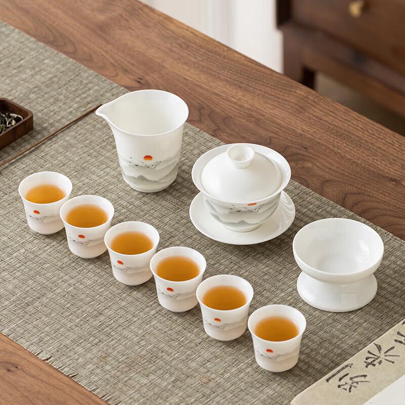 Zisha Gold-Inlaid Jade Porcelain Tea Set