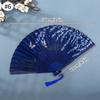 Bamboo Chinese Folding Fan Red Folding Fans Women Dance Fan Wooden Shank Tassel Elegant Art Crafts Wedding Gift Home Decorations