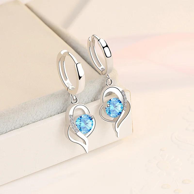 Earrings Sweet Romantic Style Sparkling Zircon Heart Earrings Women Engagement Party Jewelry