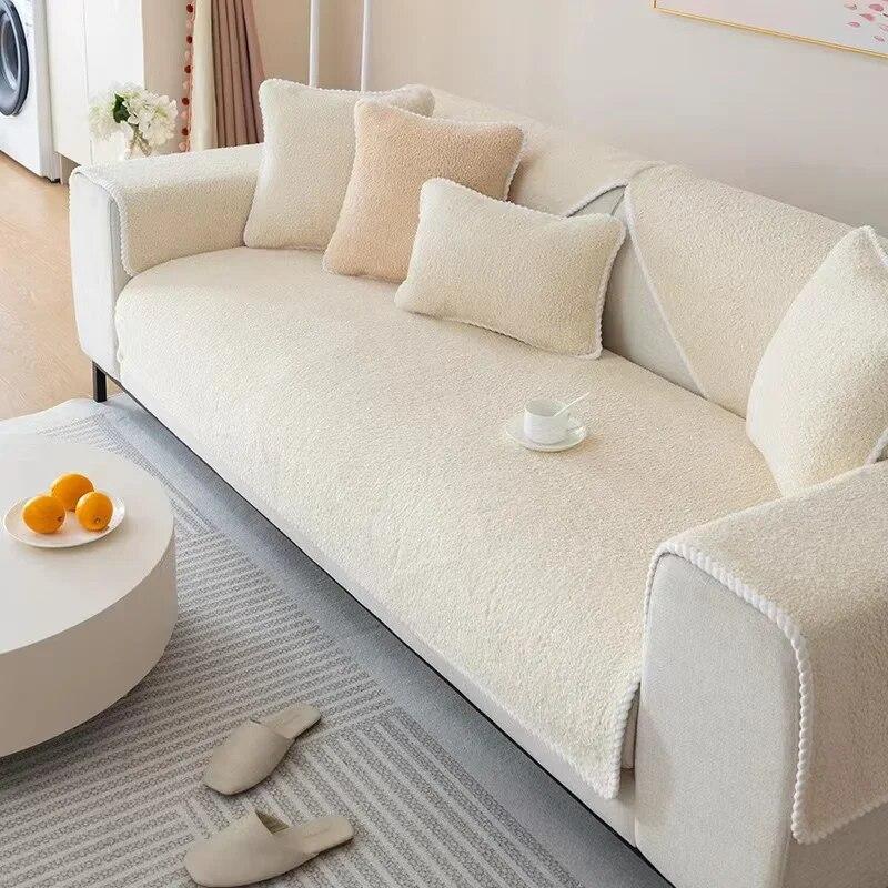 Winter Warm Velvet Sofa Towel Soft Plush Sofa Cover for Living Room Sectional L-shape Non-slip Couch Cover