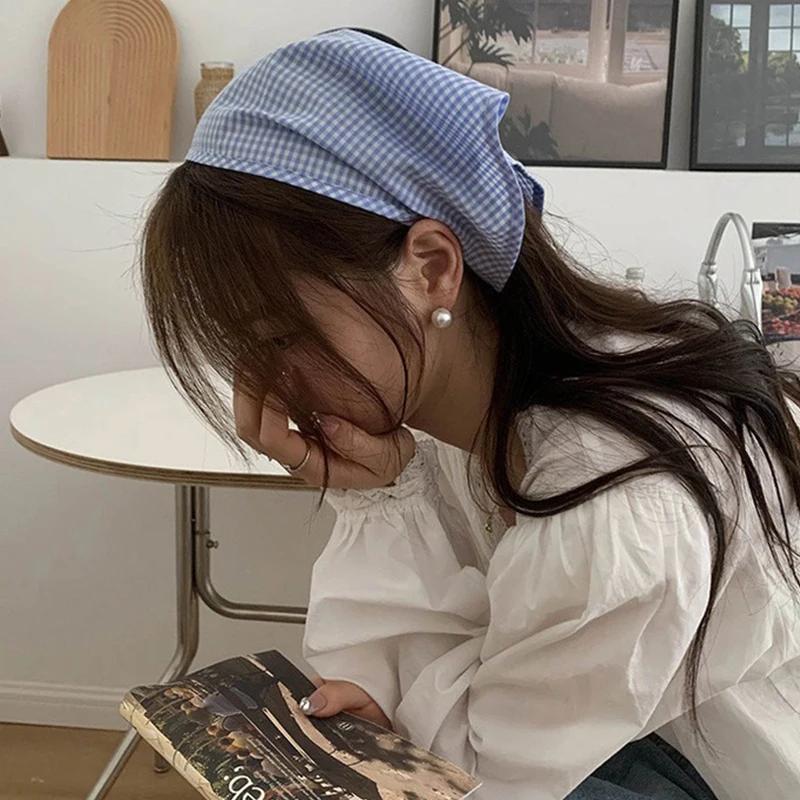 New Pastoral Style Headband Women's Triangle Headscarf Hair Bands Spring Summer Girl Fashion Decoration Ties Hair Scarf