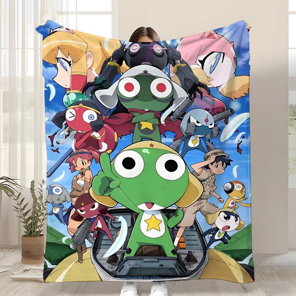 

K-Keroro Gunsou Frog Throw Kid-Friendly Flannel Throw Blanket Soft Warm Anti-Static Washable All Season 75x90cm