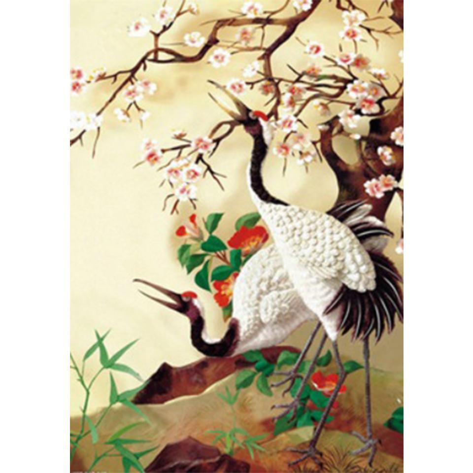 5D DIY White Crane Rhinestone Animal Diamond Painting Picture Full Round Full Diamond Mosaic Gift Cross Stitch Decoration Kit