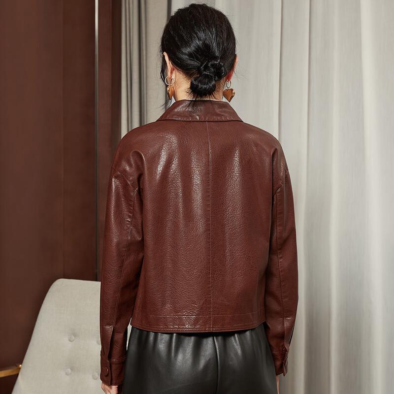 Sanpowa Women's Casual PU Leather Jacket