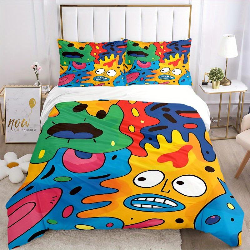 3pcs Abstract Art Print Bedding Set, Breathable and Soft, Suitable for All Seasons, Ideal for Home Use, Suitable for Bedroom Decor 21126