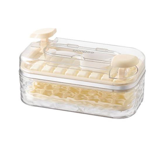 Ice Tray with Lid And Bin Prevent Odors 32 Grids Ice Cube Trays Easy Release Push-type Ice Maker for Freezer Whiskey Cocktail Coffee Tea