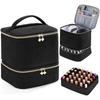 Double Layer Nail Polish Organizer Bag 30 Grids Large Capacity Essential Oil Storage Bag Handheld Makeup Bag for Nail Lovers