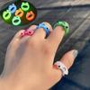 Glow Frog Resin Ring Colorful Acrylic Frog Rings Personality Animal Cartoon Cute Finger Ring Animal Jewelry Girlfriends Gifts
