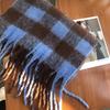 Yu Shuxin girls winter shawl advanced sense of warmth thickened scarf versatile blue plaid scarf