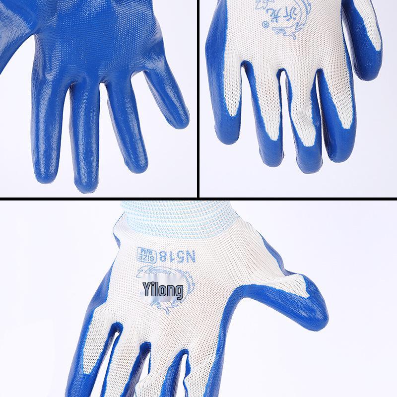12 Pairs Wear-Resistant Nitrile Anti-Slip Work Gloves with Free Shipping