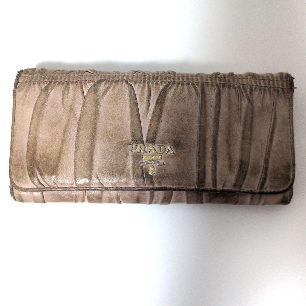 Used PRADA Long Wallet NAPPA GAUFFRE Pink Beige
