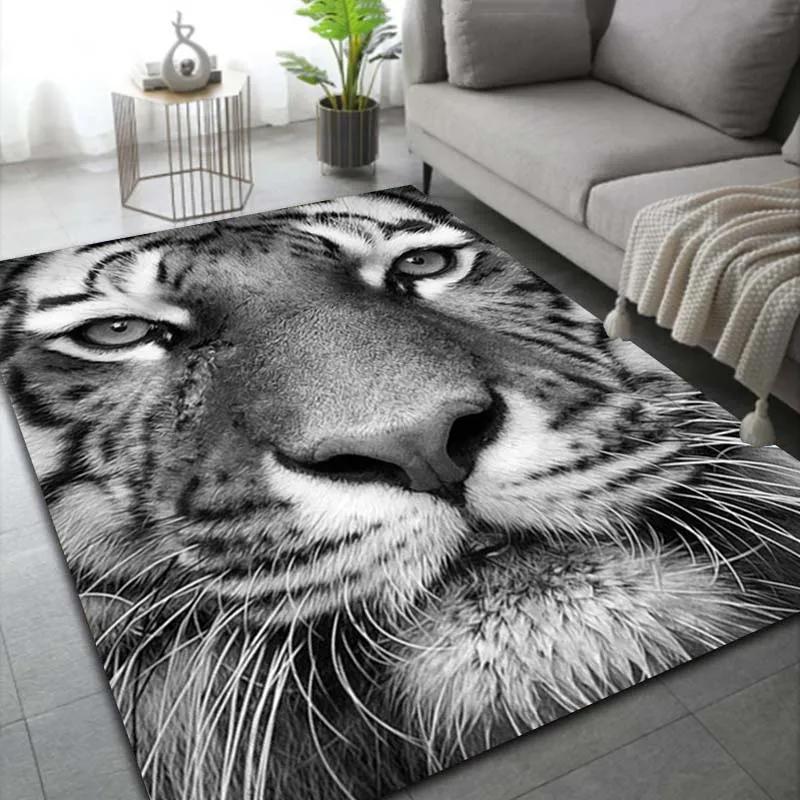 Tiger Animal Area Rug Carpet Wildlife Printed Indoor Floor Mat for Living Room Bedroom Soft Non-Slip Washable Doormat, Play Mat