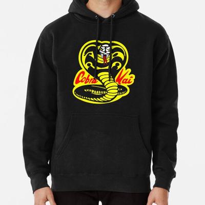 Herren Premium Baumwolle Harajuku Hoodies Cobra Kai Logo Print Lustiger Stil Rundhals Lässiger Pullover