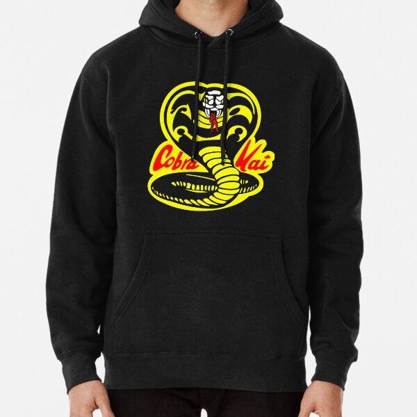 Lucky Coins Men Premium Cotton Harajuku Hoodies Cobra Kai Logo Print Funny Style Round Neck Casual Pullover XXXL zwart