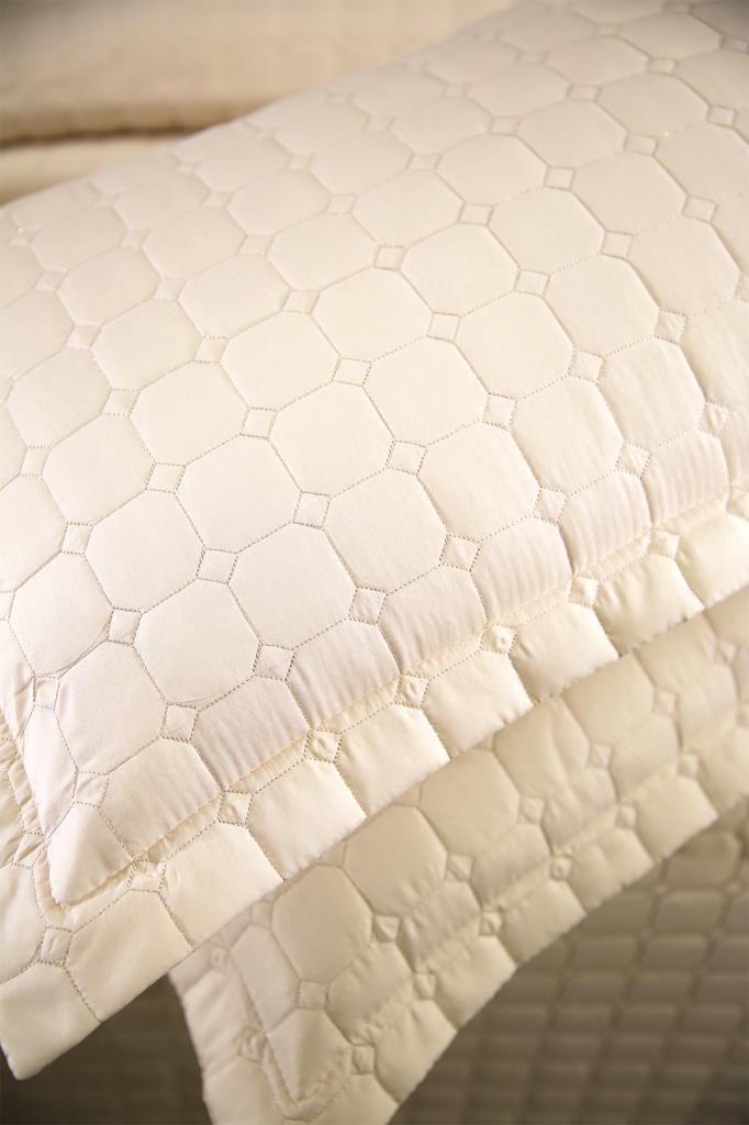 Estiva Quilted Bedspread Set 3pcs, Coverlet 250x260, Pillowcase 50x70, Double Size, Cappucino