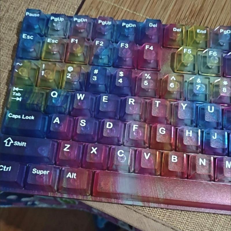 Original Height Translucent Rainbow Keycap Set With Smooth Texture 132 Keys Compatible For Mechanical Keyboards Keycaps