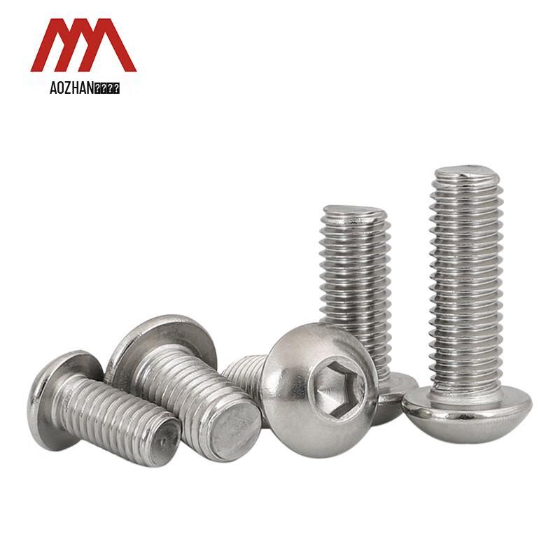 AOZHAN 304 Stainless Steel ISO7380 Hex Socket Button Head Screw
