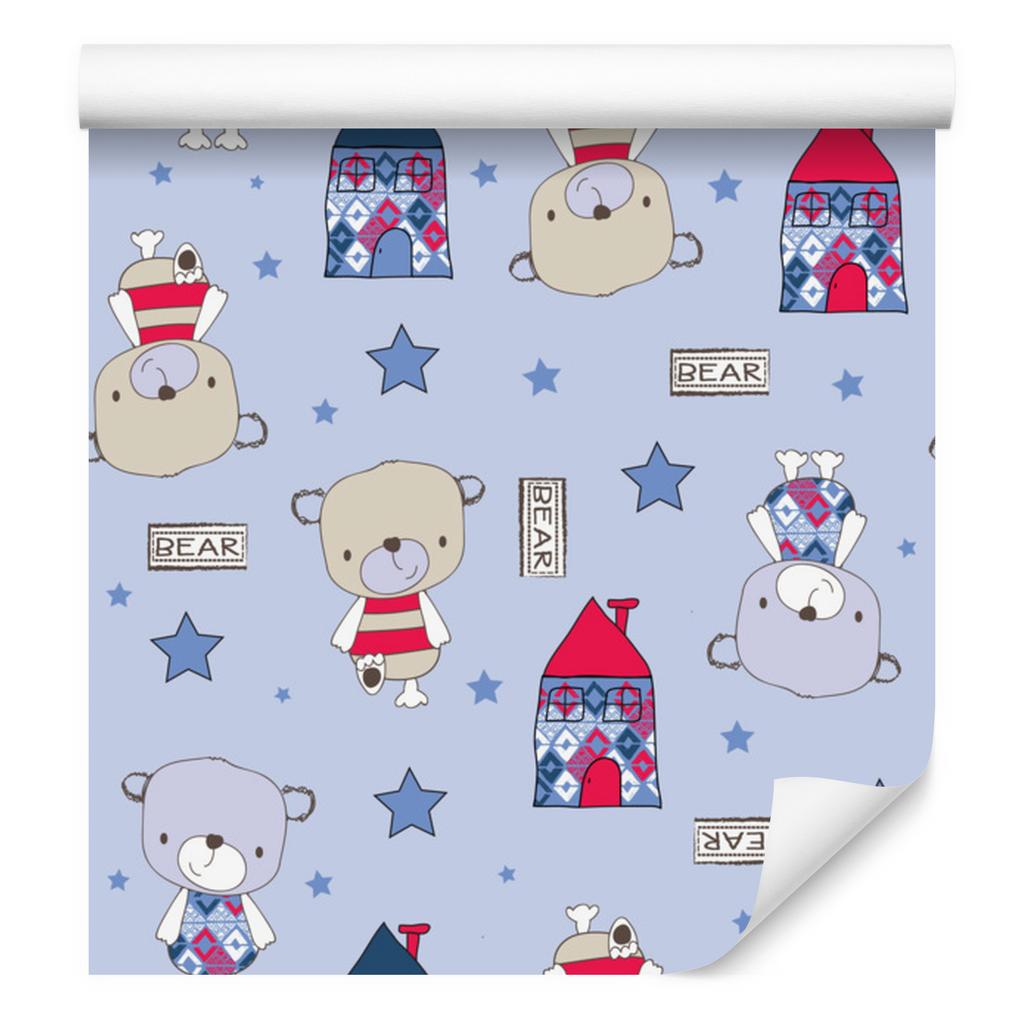 Teddy bears stars houses wallpaper for living room and bedroom 50x1000