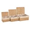 Woven Rattan Storage Basket with Lid - Snack, Sundries & Key Organizer