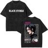 Anime Nana Osaki Vintage Washed T-shirts Grunge Black Stones Y2k Streetwear 90s Cartoon Oversized Short Sleeve T Shirt Unisex
