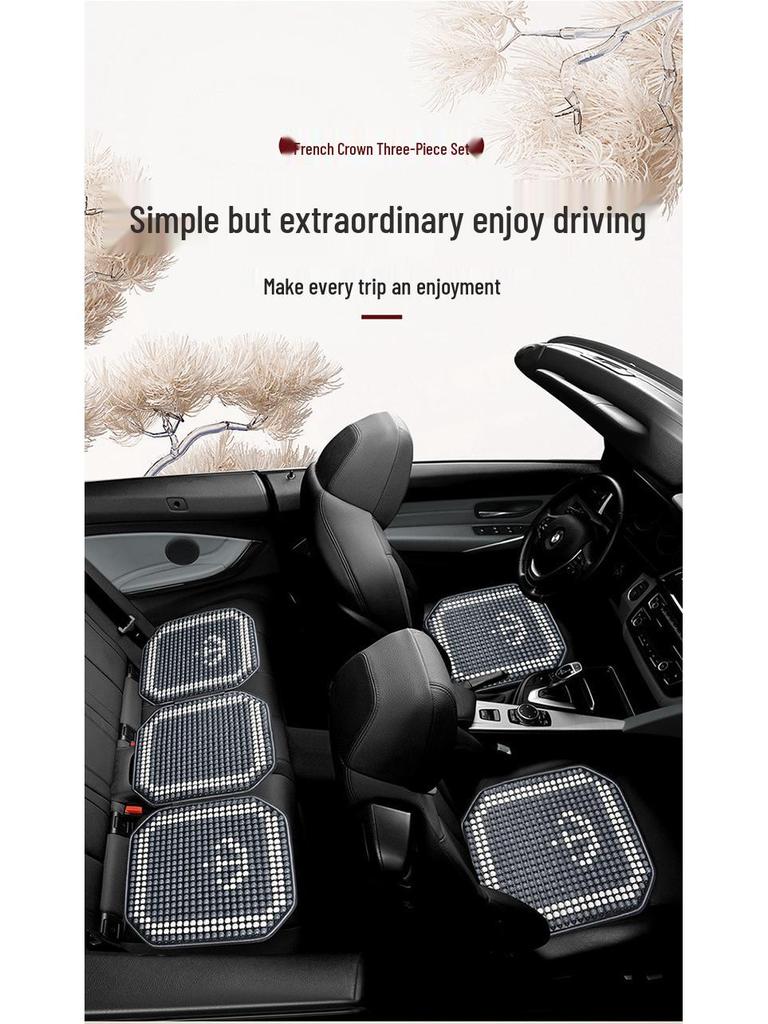 Sommer Bilseteputesett - Pustende, Ventilert, Design med treperler, 3 deler for komfortabel kjøring