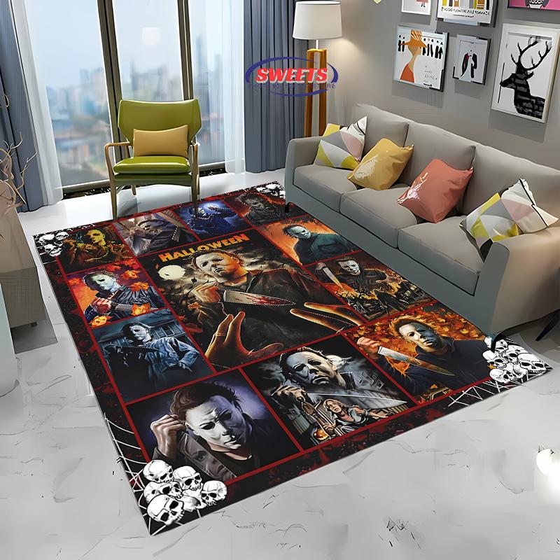 1PC M-Michael M-Myers Halloween Horror Carpet Soft Rug for Living Room Dining Room Playroom Floor Decor All Season Mat