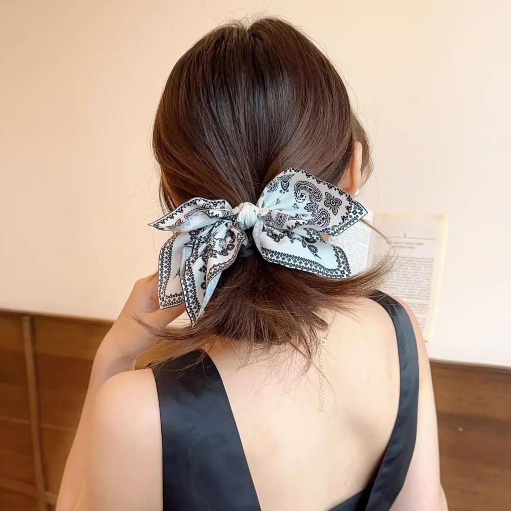 Women's French Heart Print Cashew Flower Bow Hair Clip - Retro Fashion Style