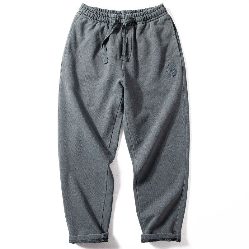 Men s Autumn and Winter Heavy-Duty Washed Cotton Terry Loose Straight-Leg Sweatpants Vintage Distressed Youth Unisex Sports Pants Grey M