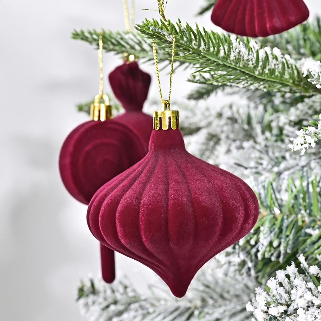 Flocked Christmas Ornaments 24 Pieces Flocked Holiday Decor Hangable Christmas Ornament For Indoor Outdoor Party Gathering