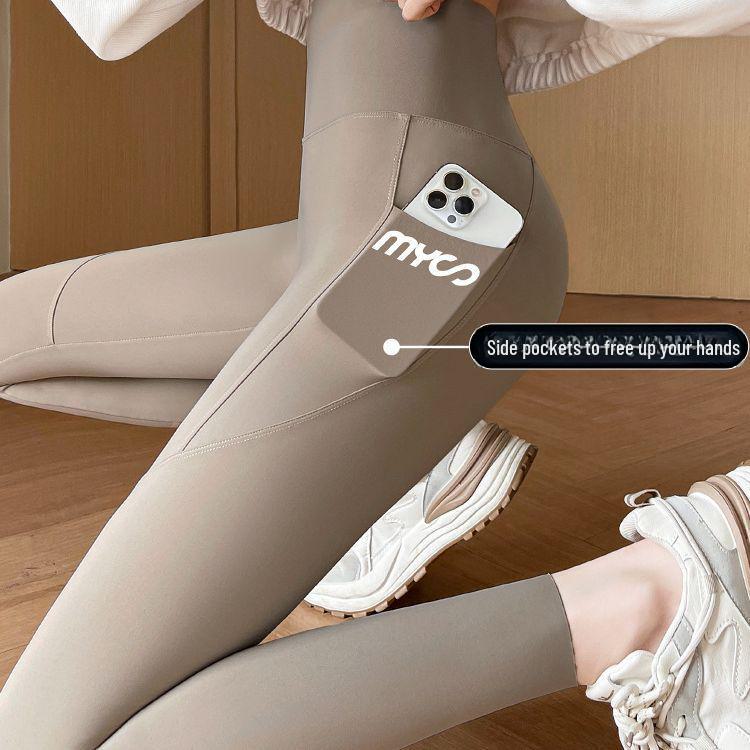 Shark Women's High-Waist Yoga Cycling Leggings: Hip-Lifting, Tummy-Tightening with Pockets, Perfect for Summer, Spring, and Autumn Outerwear.