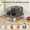 Lettiera per Gatti in Acciaio Inossidabile con Coperchio XXL 72L per Gatti Grandi e Multipli con Doppia Porta, Paletta, Pedale, Anti-Perdita