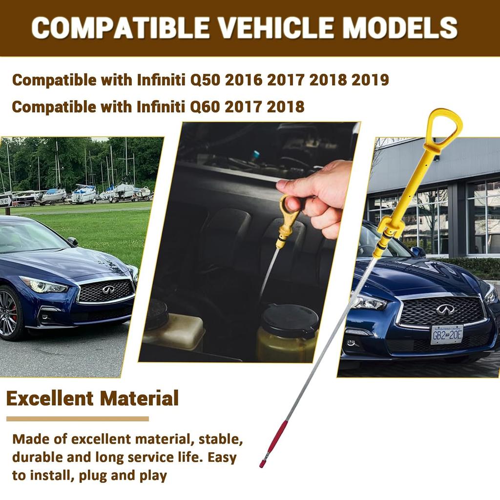 11140-2V70A Engine Oil Dipstick for Infiniti Q50 2016 2017 2018 2019 | Oil Dipstick Compatible with Q60 2017 2018 Replace 111402V70A