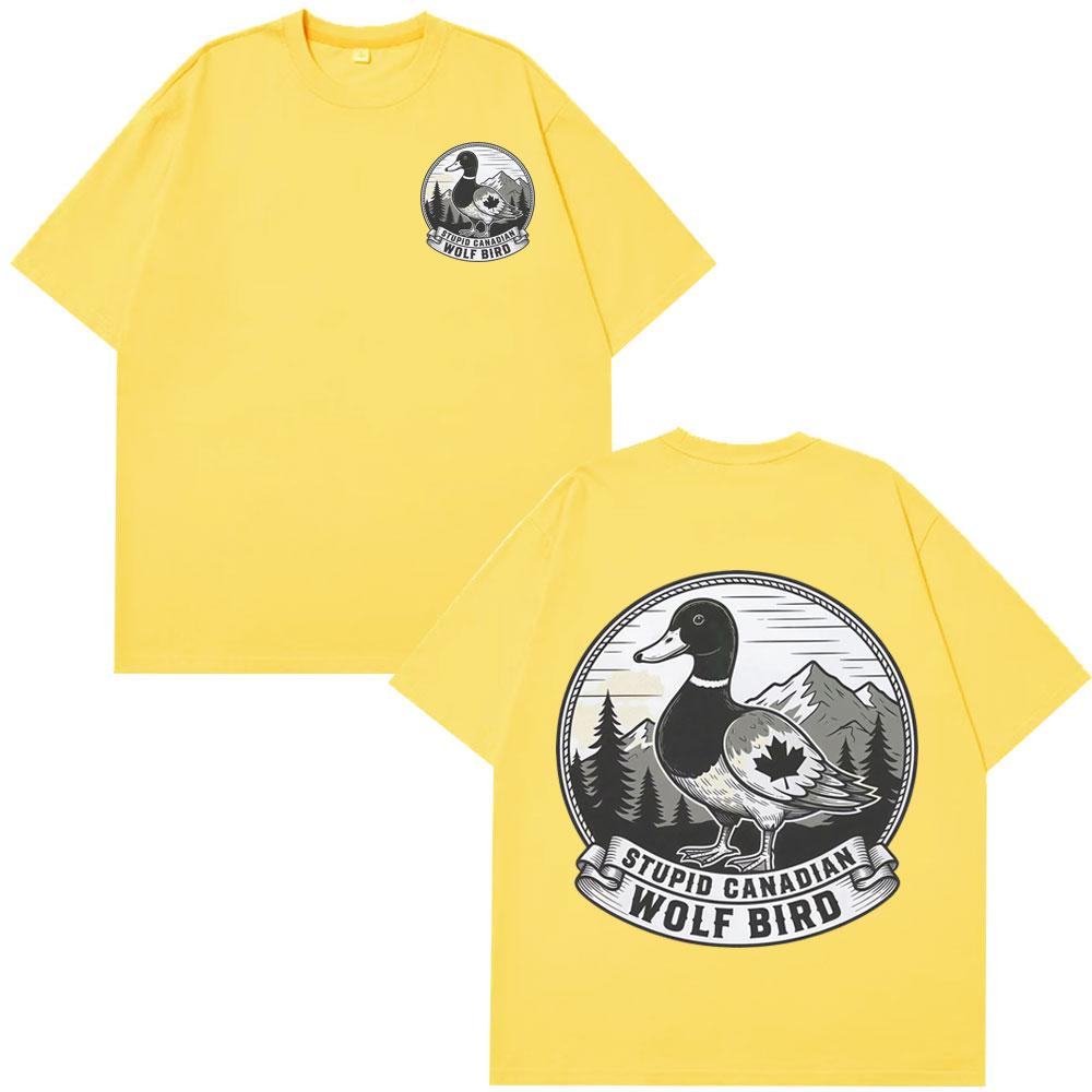 Stupido Lupo Uccello Canadese Divertente Meme Maglietta Uomo Donna Casual Cotone Oversize T-shirt Estiva Larga Vintage T-shirt Streetwear
