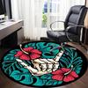 1pc Tropical Floral Skeleton Hand Chair Carpet for Office, Round Non Slip Durable Large Size Office Carpet, Suitable for Office
