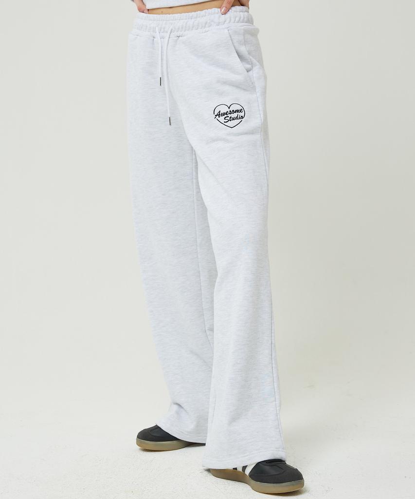 AWESOME STUDIO Low-Waist Wide Sweatpants White Gray