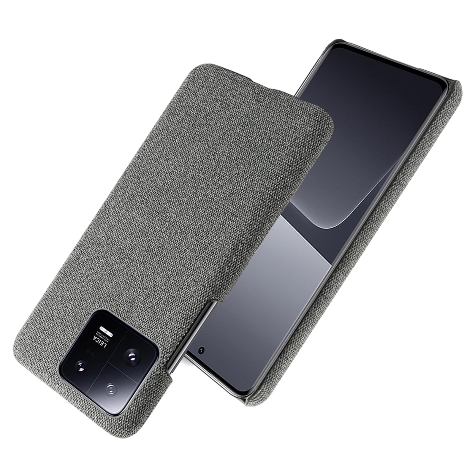 

Shockproof Phone Case For Xiaomi 13 Pro 5G,Solid Color Hard PC Cloth Texture Mobile Phone Cover Grey