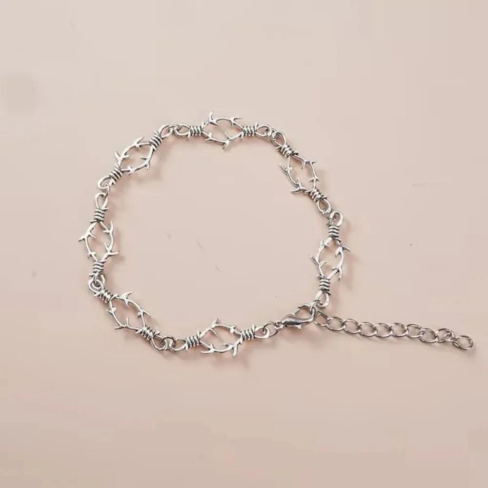 Punk Small Brambles Iron Unisex Bracelet for Women Men, Hip Hop New Gothic Style, Barbed Wire Small Thorn Bracelet Necklace Gift